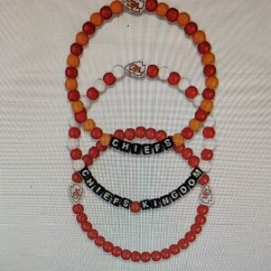 Chiefs Kingdom Red and Gold Beaded Bracelet Set